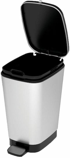 Kis Chic Plastic Waste Bin with Pedal Silver 35lt