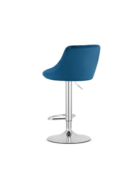 Stool Bar Kast with Back & Adjustable Height Navy Velvet 35x34x47cm