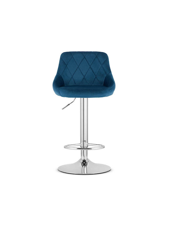 Stool Bar Kast with Back & Adjustable Height Navy Velvet 35x34x47cm