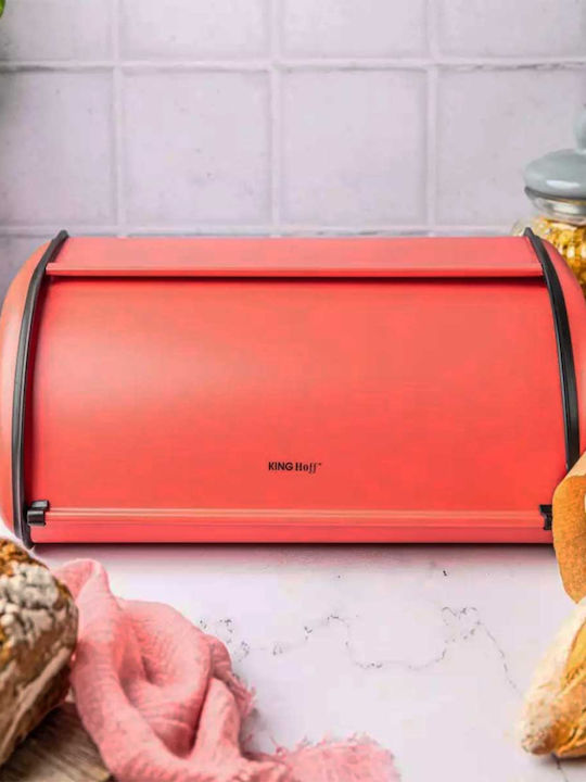 KING Hoff Bread Box with Lid Inox Red 44x27cm