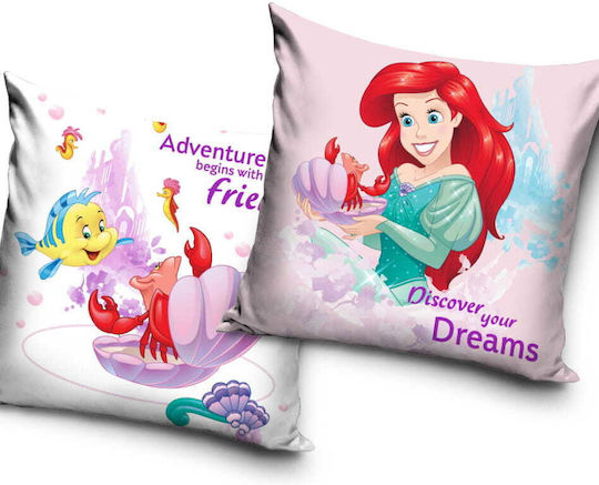 Disney Princess Ariel Double Sided Pillow Case 40x40 Cm Velour Kids Throw Pillow