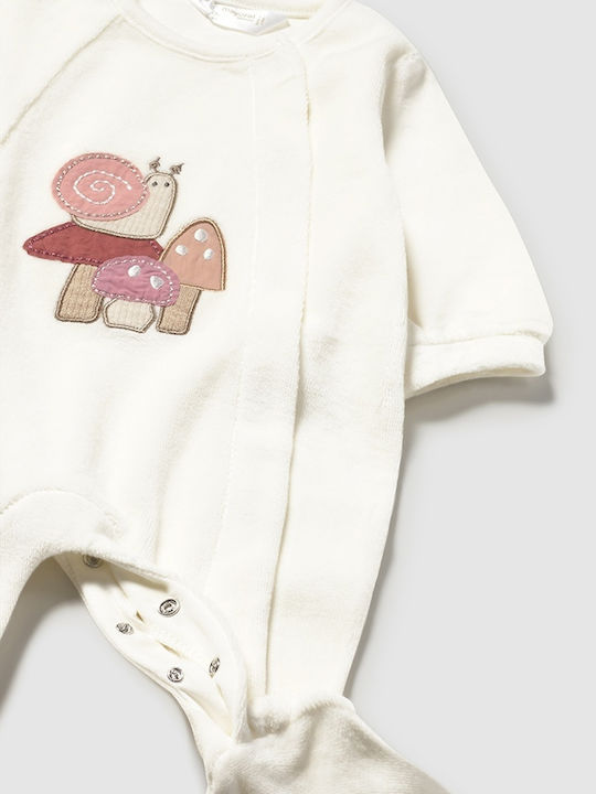Mayoral Baby Bodysuit Long-Sleeved Velvet Vanilla