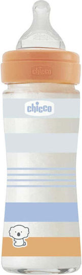 Chicco Glass Baby Bottle Perfect Anti-Colic with Silicone Nipple for 0+, 0+ m, months Orange 150ml