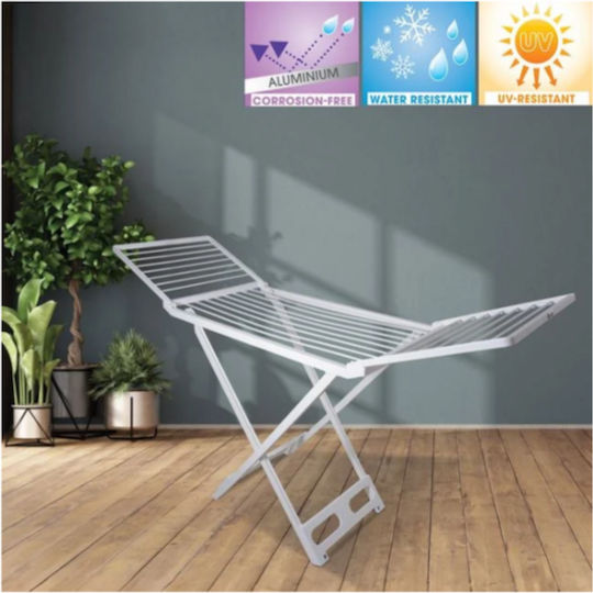 Folding Floor Plastic Clothes Drying Rack with 20m Hanging Length