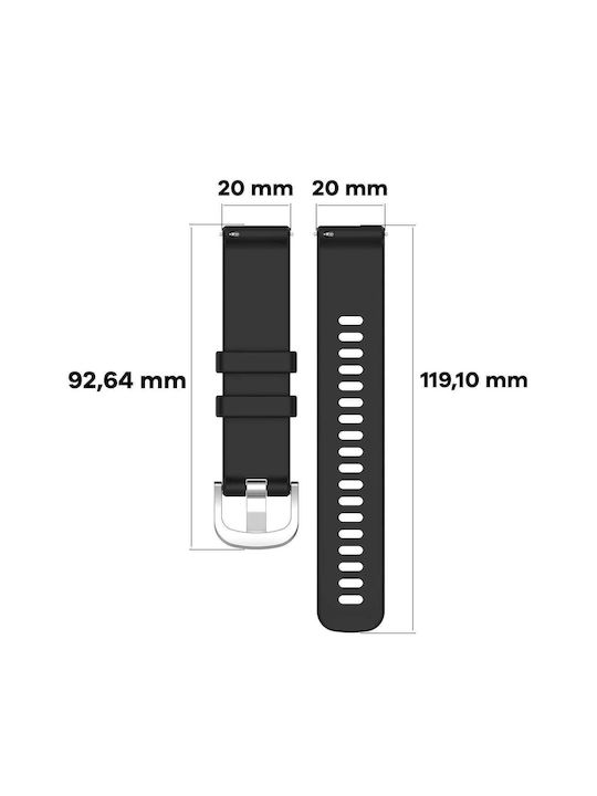 Curea Silicon Ceas Inteligent Bizon Strap Watch Silicon Pro T Eliberare Rapidă 20 Mm Negru
