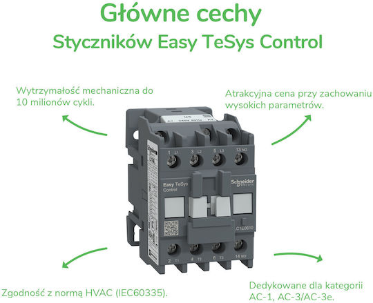 Schneider Electric Tesys Ρελέ Ράγας Ισχύος 9A Τριπολικό με Τάση 24V