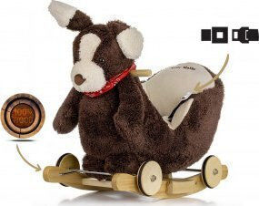Milly Mally Wooden Rocking Toy Dog for 12+ months with Wheels with Max Load Capacity 30kg Brown