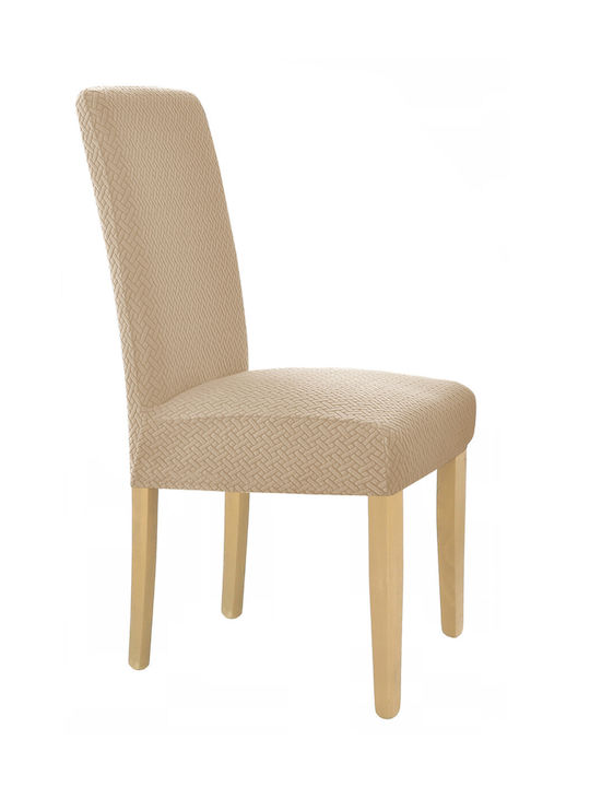Ubieramy Meble Husă Elastică Scaun Beige Jacquard 1buc
