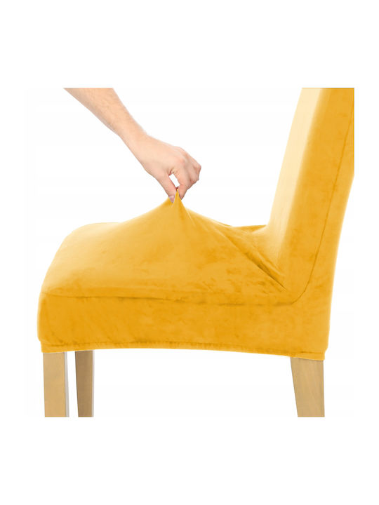 Ubieramy Meble Elastic Cover for Chair Mustard Velvet 1pcs