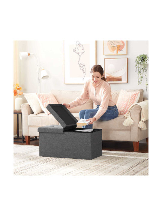 Stool For Living Room With Storage Space Wooden Gray 38x76x38cm