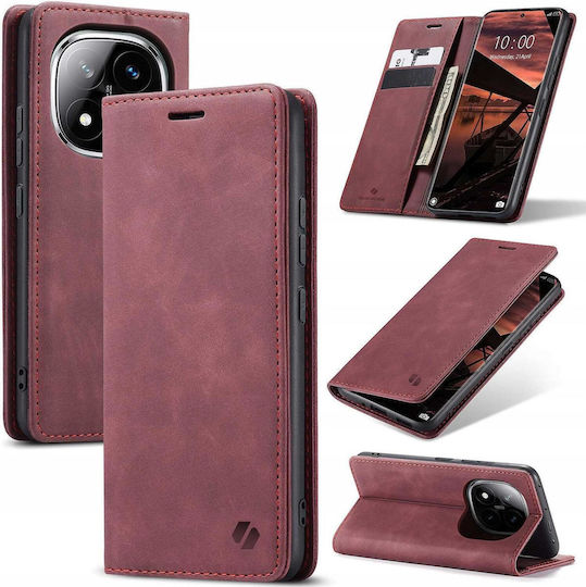 Spacecase Book Δερματίνης / Σιλικόνης Μπορντό (Redmi Note 14 Pro 5G / Poco X7)