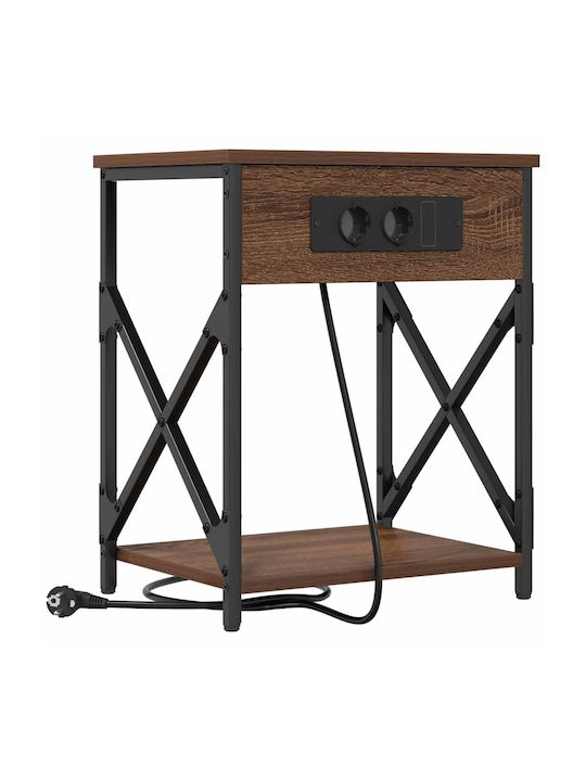 Wooden Bedside Table Brown Oak 41x31x51cm