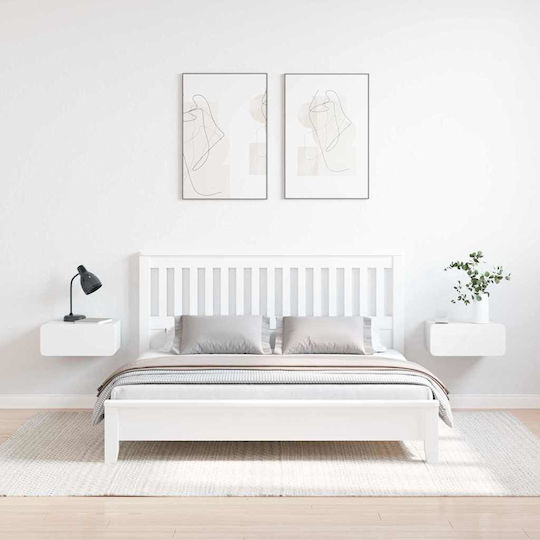 Bedside Tables Made of Solid Wood and White Glass 2 Pieces 39x34x16.5cm