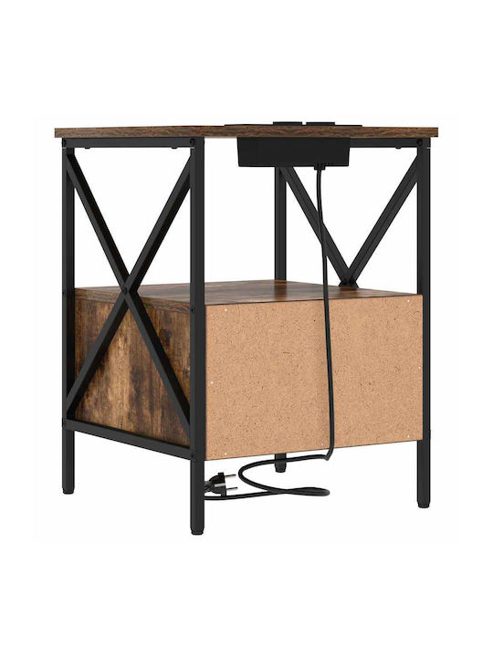 vidaXL Wooden Bedside Table with Metal Legs Smoky Oak 41.5x40.5x55cm