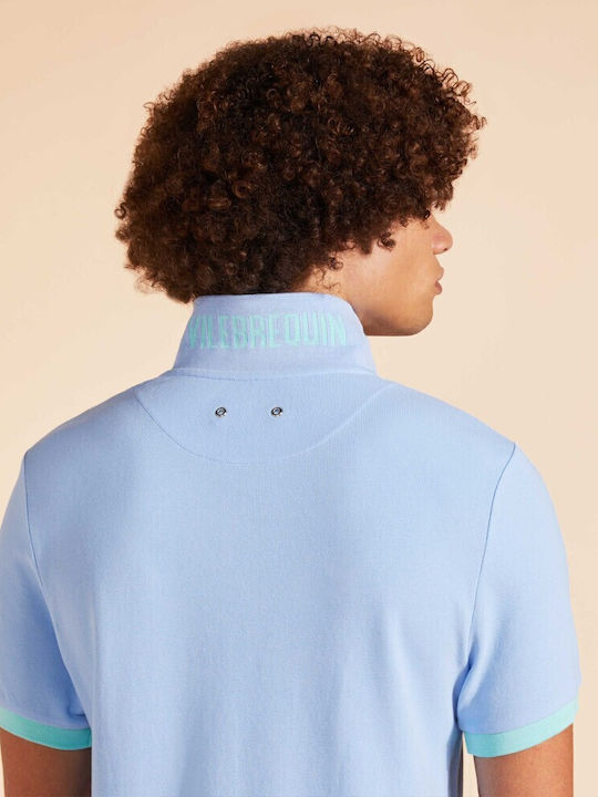 Polo Herrenbluse Kurzarm Hellblau