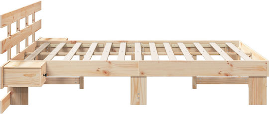 Doppelbett aus Massivholz Braune mit Lattenrost für Matratze 140x200cm