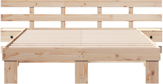 Doppelbett aus Massivholz Braune mit Lattenrost für Matratze 150x200cm