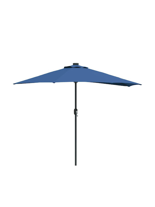 Garten & Terrassen Sonnenschirm Bodenständer Aluminium Blau mit LED-Beleuchtung 2.94x1.5m