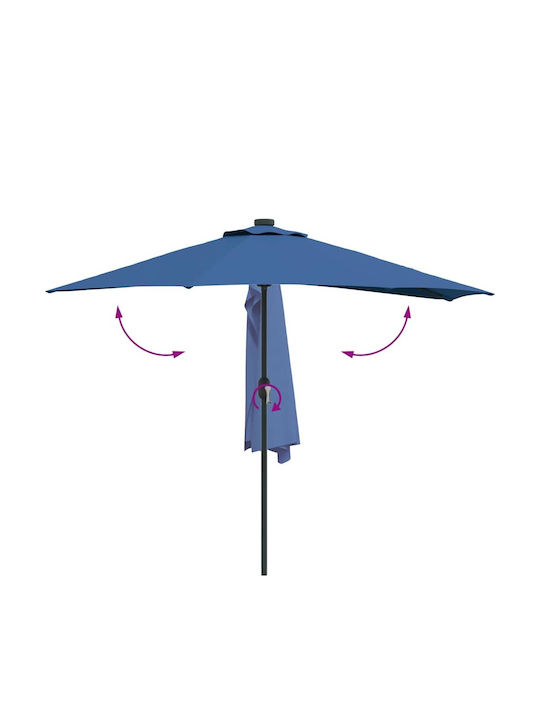 Garten & Terrassen Sonnenschirm Bodenständer Aluminium Blau mit LED-Beleuchtung 2.94x1.5m