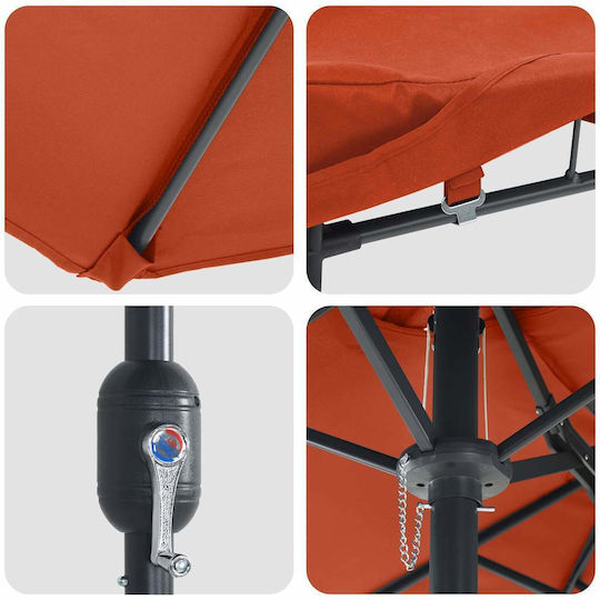 Aluminum Garden & Terrace Parasol Orange 3.85x2.09xHeight 2.44m