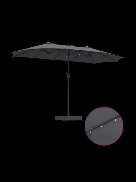 Aluminium-Garten- und Terrassen-Sonnenschirm Grau 3,85x2,09xH2,44m