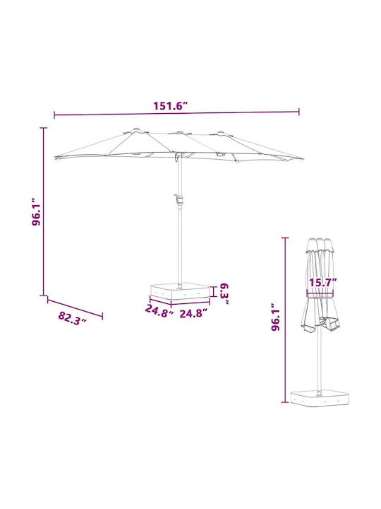 Aluminium-Garten- und Terrassen-Sonnenschirm Grau 3,85x2,09xH2,44m