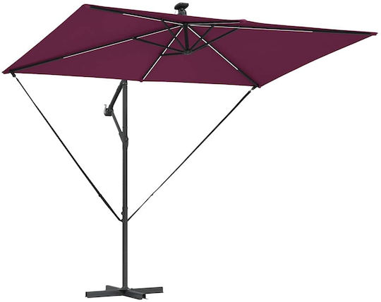 Hanging Metal Burgundy Garden Parasol 2.94x2xHeight 2.54m