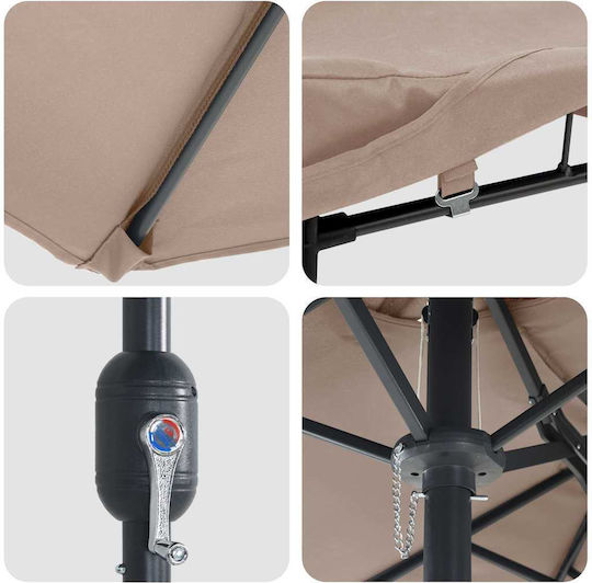Aluminum Garden & Terrace Parasol Brown 3.85x2.09xHeight 2.44m