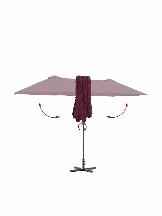 Aluminium Burgundische Garten- und Terrassen-Sonnenschirm 3,8x1,96xHöhe 2,35 m