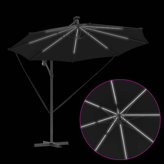 Hängender Aluminium Garten- und Terrassen-Sonnenschirm Schwarz 2,94x2,94xHöhe 2,48 m