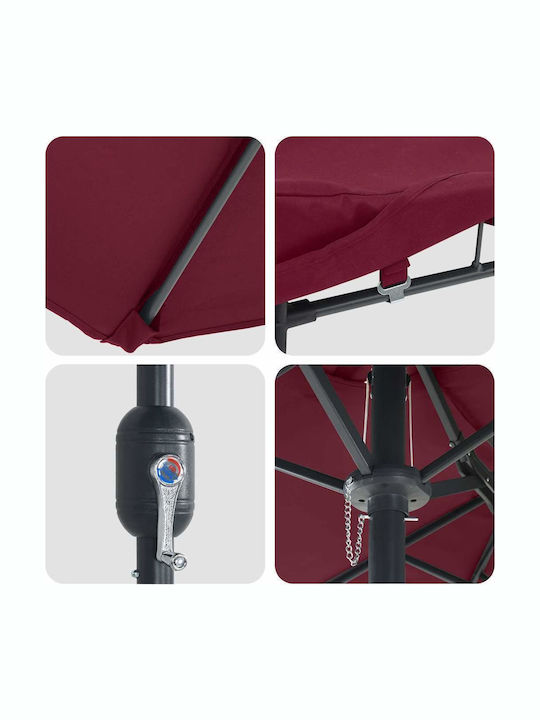 Aluminum Burgundy Garden & Terrace Parasol 3.85x2.09xHeight 2.44m