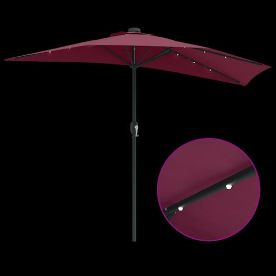Hängender Aluminium-Burgunder Gartenschirm 2,94x1,5xHöhe 2,24 m
