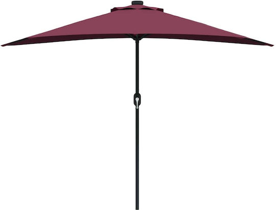Hängender Aluminium-Burgunder Gartenschirm 2,94x1,5xHöhe 2,24 m