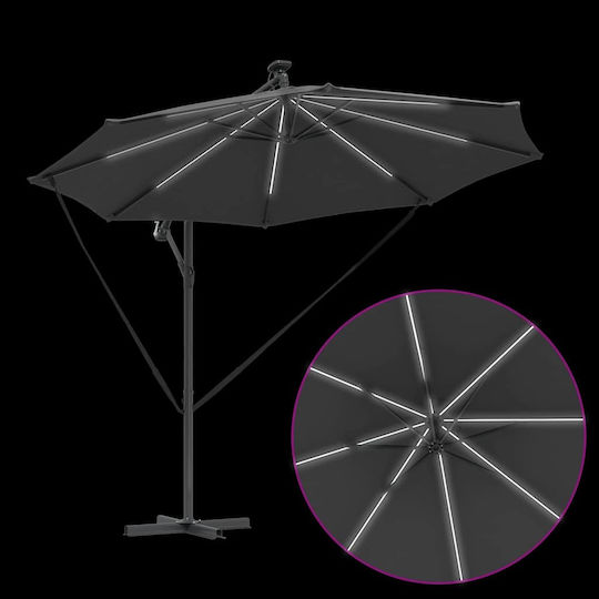 Hanging Aluminum Garden Parasol Grey 2.94x2.94xHeight 2.48m