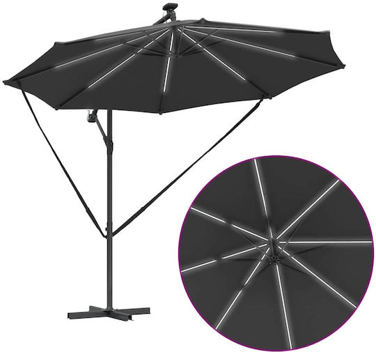 Hanging Aluminum Garden Parasol Grey 2.94x2.94xHeight 2.48m