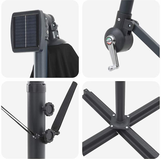Umbrelă Suspendată Metalică Neagră 2.94x2xÎnălțime2.54m