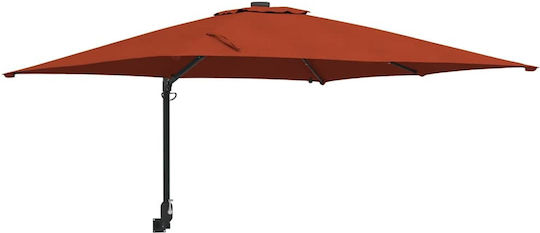 vidaXL Wandmontierte Aluminium Garten- und Terrassen-Sonnenschirm Orange 2,48x2,47xHöhe 1,6 m