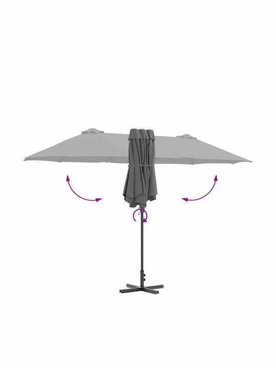 Aluminium-Garten- und Terrassen-Sonnenschirm Grau 3,8x1,96xH2,35m