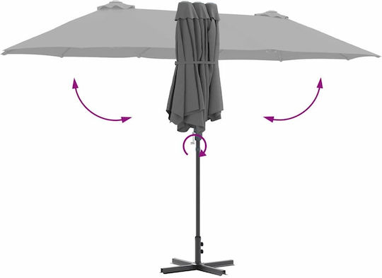 Aluminium-Garten- und Terrassen-Sonnenschirm Grau 3,8x1,96xH2,35m