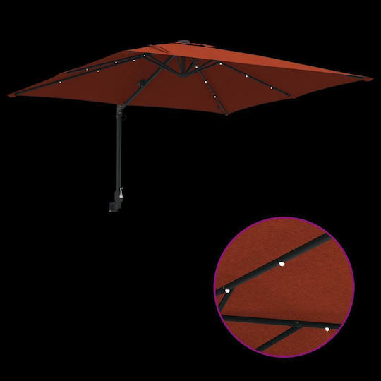 vidaXL Wandmontierte Aluminium Garten- und Terrassen-Sonnenschirm Orange 2,48x2,47xHöhe 1,6 m