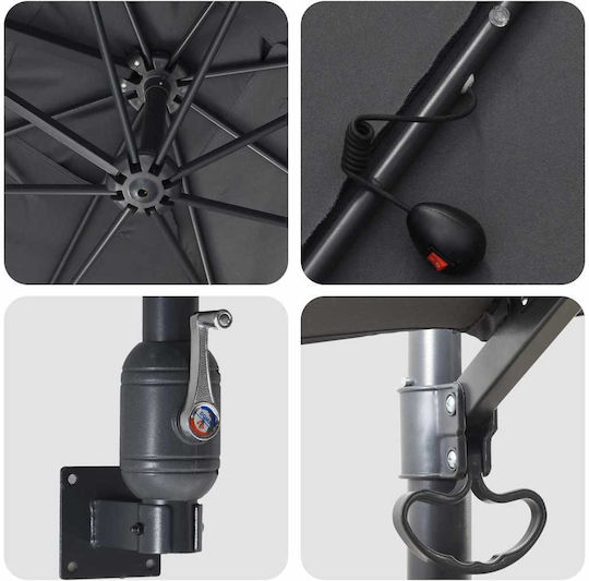 Umbrella Floor Aluminum Gray with LED Lighting 2.48x2.47m Umbrella Floor Aluminum Gray with LED Lighting 2.48x2.47m