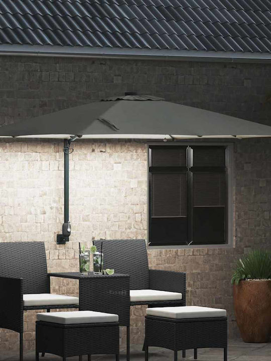 Umbrella Floor Aluminum Beige with LED Lighting 2.48x2.47m