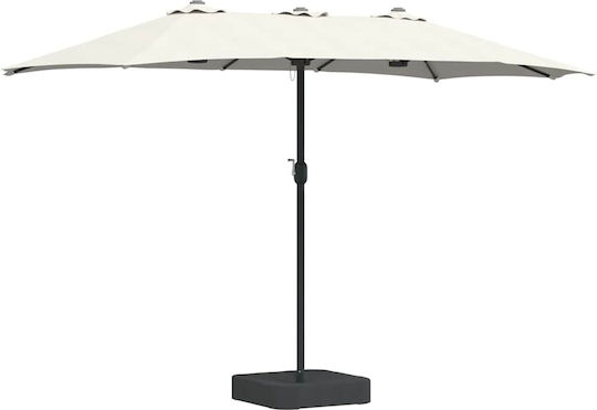 Garten & Terrassen Sonnenschirm Bodenständer Aluminium Beige mit LED-Beleuchtung 3.85x2.09m