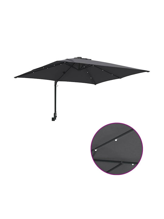 Umbrella Floor Aluminum Gray with LED Lighting 2.48x2.47m