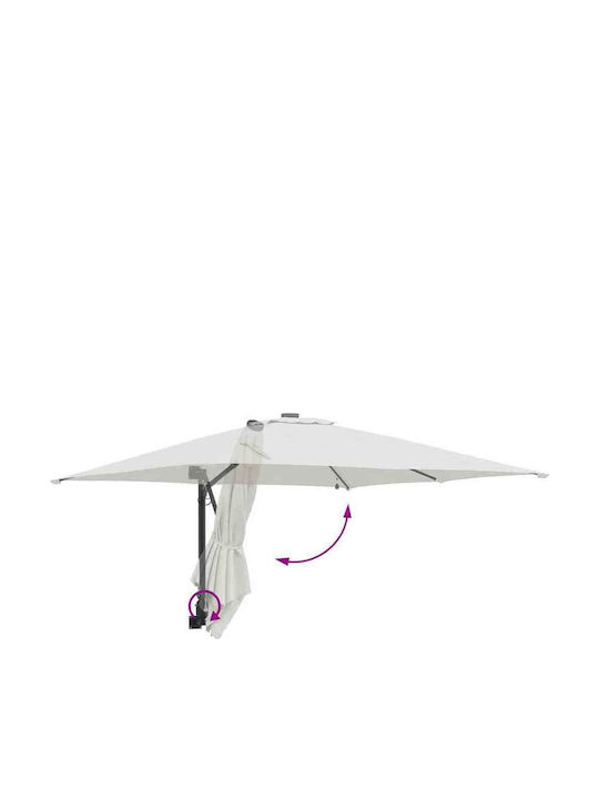 Umbrella Floor Aluminum Beige with LED Lighting 2.48x2.47m
