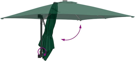 vidaXL Garten- und Terrassen-Sonnenschirm Wandmontiert Aluminium Grüne 2,48x2,47xHöhe1,6m