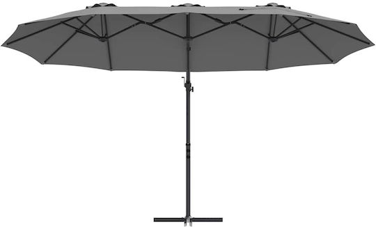 Metallischer Grauer Garten- und Terrassen-Sonnenschirm 3.72x1.98xH2.53m