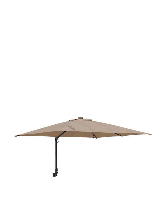 Umbrella Floor Aluminum Brown with LED Lighting 2.48x2.47m