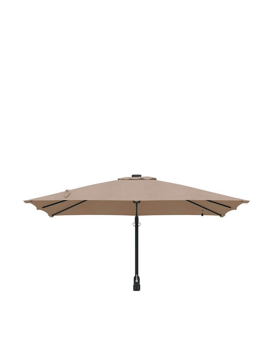 Umbrella Floor Aluminum Brown with LED Lighting 2.48x2.47m