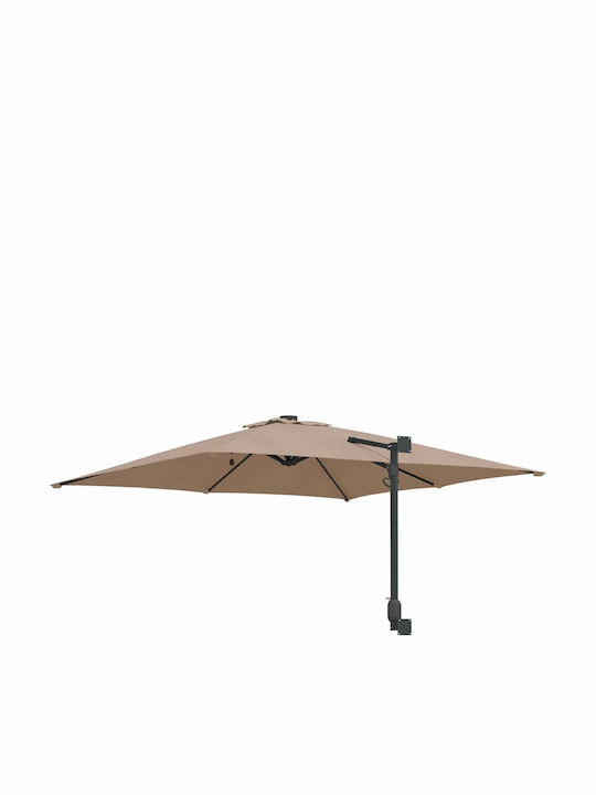 Umbrella Floor Aluminum Brown with LED Lighting 2.48x2.47m